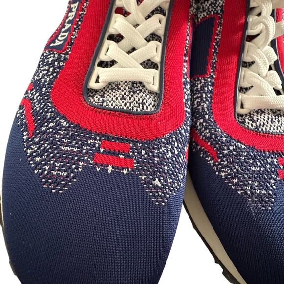Prada Prax 01 Knit Sneakers Size 39 Red Blue Rare Luxury Trainers - Picture 7 of 8